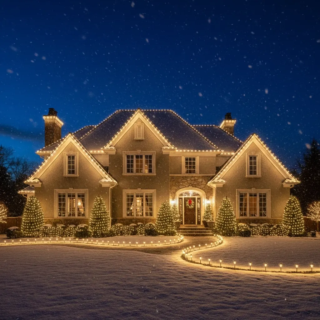 Residential Holiday light installation