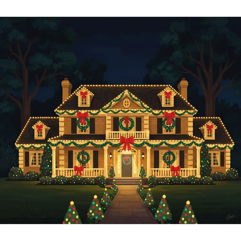 Christmas lights at home during the night