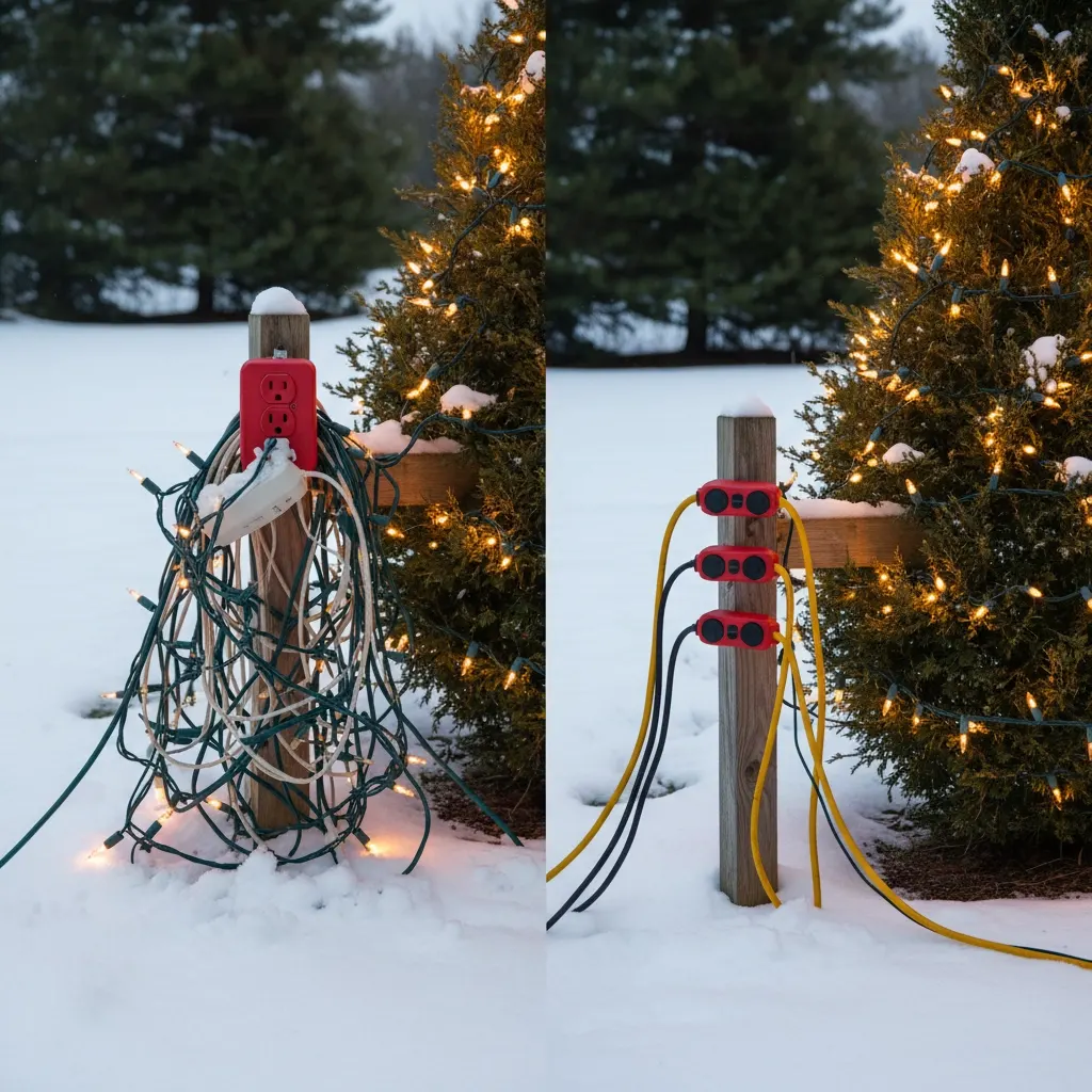 Fastening lights with staples